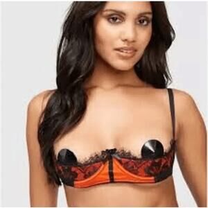 Fredericks of Hollywood Women's Size 10 Underbust Underwire Bra Orange Black NWT